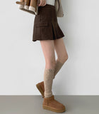 Corduroy Fleece Brushed A-line Pleated Winter Pants Skirt