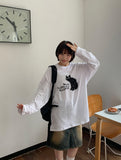 [unisex] Nady Cat Printed Over Long Sleeve Tee