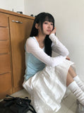 [MADE] Colin Diagonal Button Sleeveless See-Through Layered T-Shirt