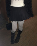 Tny pleats wool short skirt