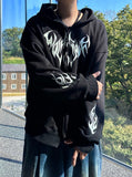 Unisex Devil Overfit Hooded Zip-Up