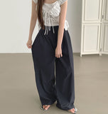 Summer Cooling Cool Pintuck Wide Banding Slacks Pants