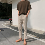 River banding linen slacks