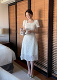 Love Square Flower Flare One Piece