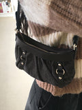 Shackle Y2K Denim Buckle Shirring Mini Shoulder Bag