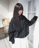 Bern Loose Fit Stud Cotton Bomber Jacket