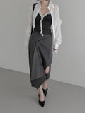 Luen Unbalanced Wrap Long Skirt