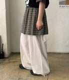 [BAONHAUS] Bionnet Check Layered Skirt Pants