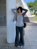Surin Flower Frill Cardigan Sleeveless Set