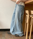 Kuhaka carpender washed light blue wide denim pants