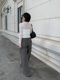Band Punching Rib V-Neck Cardigan
