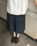Kiro Check Tiered Banding Midi Skirt