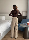 Anvel Belloa Corduroy Pintuck Wide Pants
