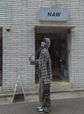 Leaf Overfit Hooded Checkered Shirt
