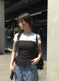 Muu Dot Shirring Frill Top