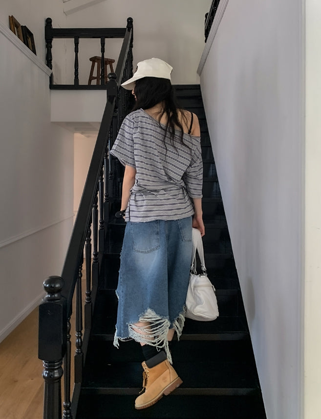 【U LAN】Chif Vintage Damage Bermuda Denim Pants U LAN】Chif Vintage Damage Bermuda Denim Pants (U LAN/デニム