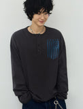GRAR FLAG Henley Neck Long Sleeve T-Shirt