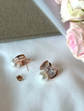 Meke Pearl Cubic Ribbon Earrings