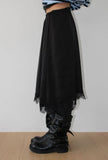 SATIN LACE MIDI SKIRT