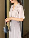 Shining Frill Chiffon Wing Collar Blouse