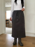 Nick Zipper Bun Pocket Pile Brushed Long Skirt