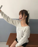 [Muffler SET] Mor V-neck loose fit long knit