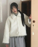 Bnet round button fur short jacket coat