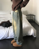 Hakip Vintage Washing Wide Denim Pants