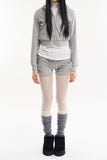 Cozy velour slim crop hood zip-up