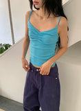 Orr Eyelet Punching Shirring V-Neck Strap Sleeveless