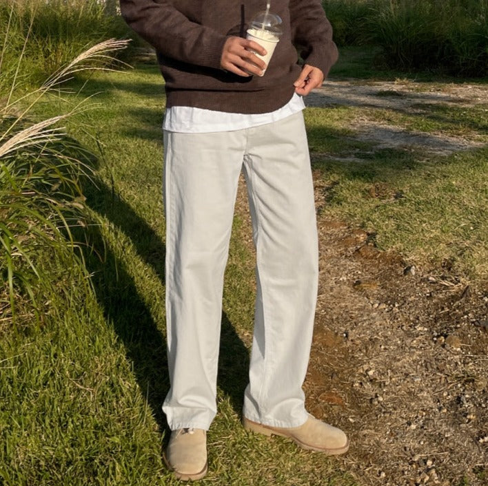 【MODERNIF】Dipping semi-wide cotton pants modernif (モダンイフ) - ディッピングセミワイドコットンパンツ