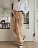 Neji two-tuck wide pants
