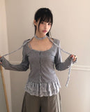 [Cardigan + Sleeveless + Scarf SET] Tevin Check Cardigan Set