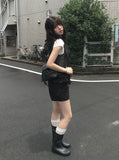 Seonu Dot See-through Layered Ribbon Sleeveless Blouse