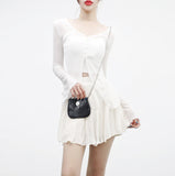 (1+1) Shanin unbalanced cardigan + frill skirt set