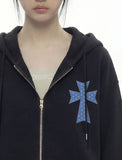 DOT CROSS Embroidered Hood Zip-Up