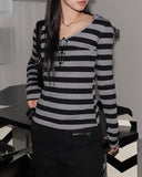 Tsuta Stripe Slim Hooded T-Shirt