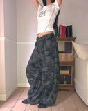 Nuring Camo Snap Button Two-Way Wide Long Pants