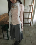 Dew Lace Loose Fit Button Shirring Long Sleeve T-Shirt