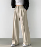 Inner Button Adjust Waist Adjustment Wide Slacks Pants