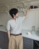 Icy Henley Neck Short Sleeve Knit