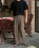 Fold Two Tuck Wide Slacks