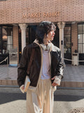 Pond cut washing two-way leather jacket