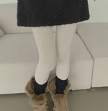 Dia Embroidered Hole Point Thick Span Winter Cotton Stockings