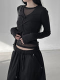 See-through mesh round tee