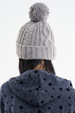 Pom pom twisted wool knit beanie