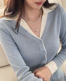 Wonsyunut Layered Collar Knit Cardigan