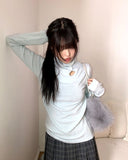 Teuan High-Neck Button Brushed Wool Long Sleeve T-Shirt
