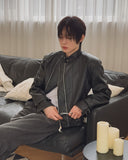 Geron Diagonal Zipper Leather Rider Jacket