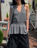 Witty Stripe Flare Halter Sleeveless
